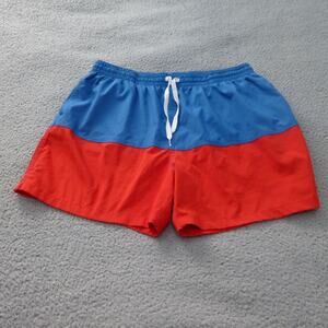 Chubbies Swim Trunks Mens 2XL 5.5" Lined Drawstring Shorts Blue Red Colorblock